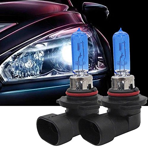 Iusun 2pcs Bright 9006 55W 12V 6000K Gas Halogen Headlight White Light Lamp Bulb Car Decorative Car Replacement Lamp Accessory