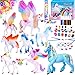 MOISO Dipingi il tuo kit per pittura con unicorni, per ragazze, arti e mestieri per bambini dai 4 5 6 7 8 9 anni di età, kit per feste con unicorno fai da te per attività come regalo di compleanno