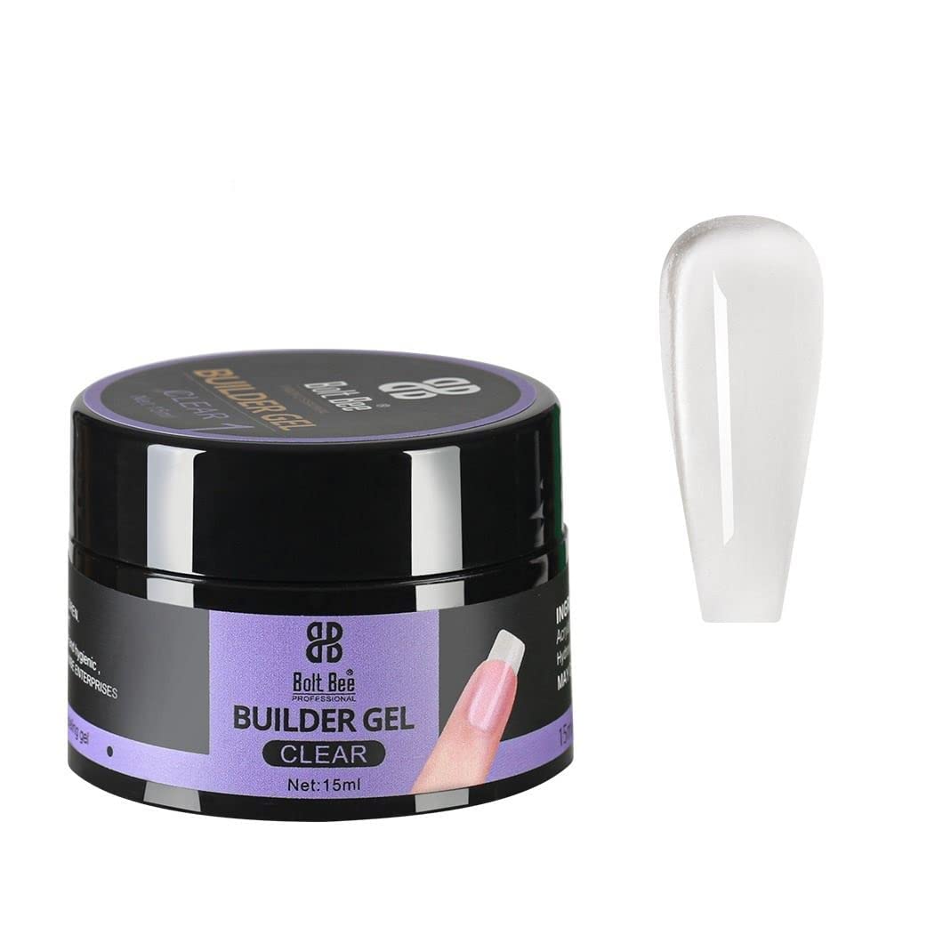 Bolt Bee Professional Builder Gel for Nails - 15ml Nail Extension Gel, Strong UV/LED Soak Off for Nail Sculpting, Durable Nail Enhancement for Salon & Home Use (Clear)-picture-39