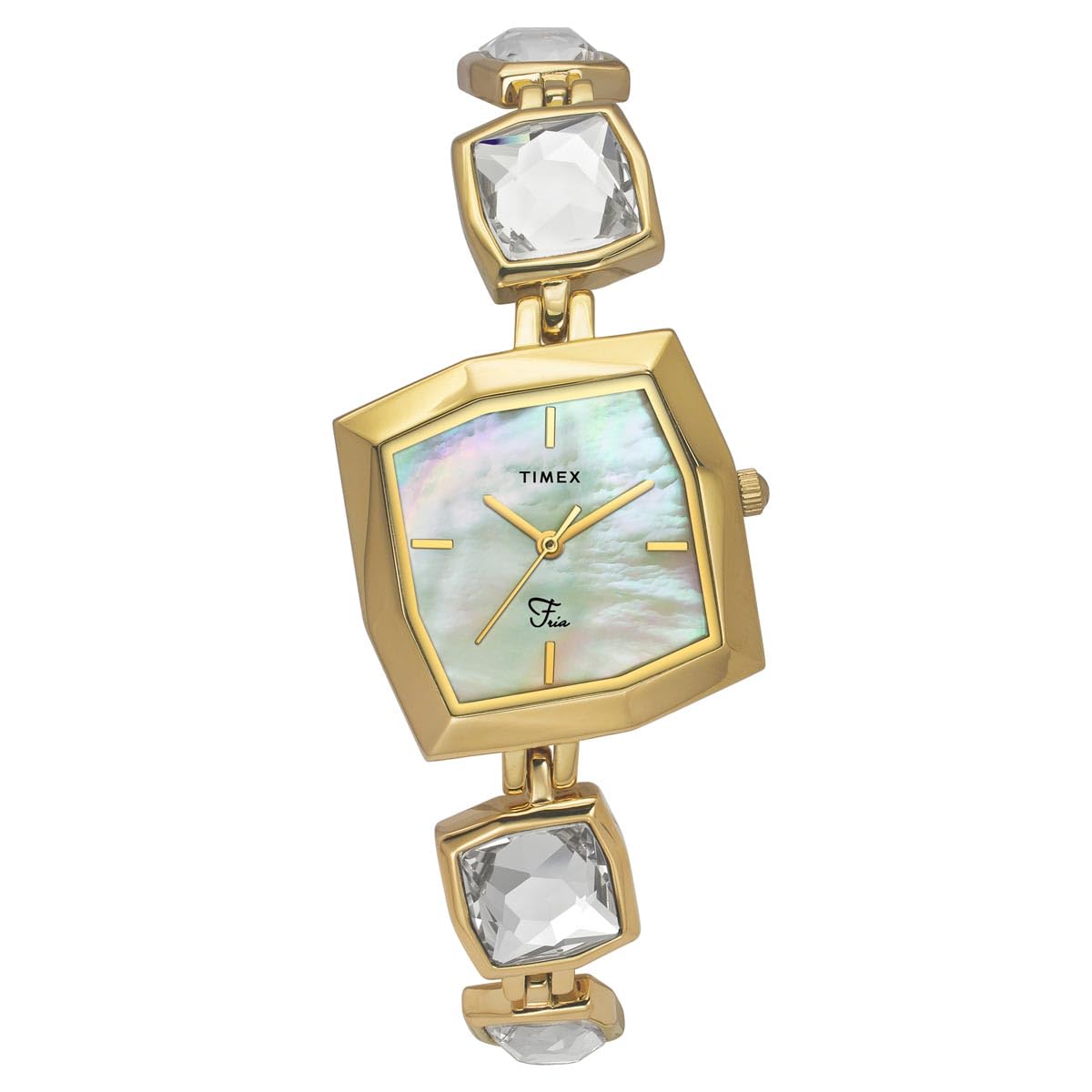 TIMEX Brass Fria Women Mother of Pearl Square Dial Analog Watch - Twel16104, Band_Gold (B0D95VVMTN) Amazon Price History, Amazon Price Tracker