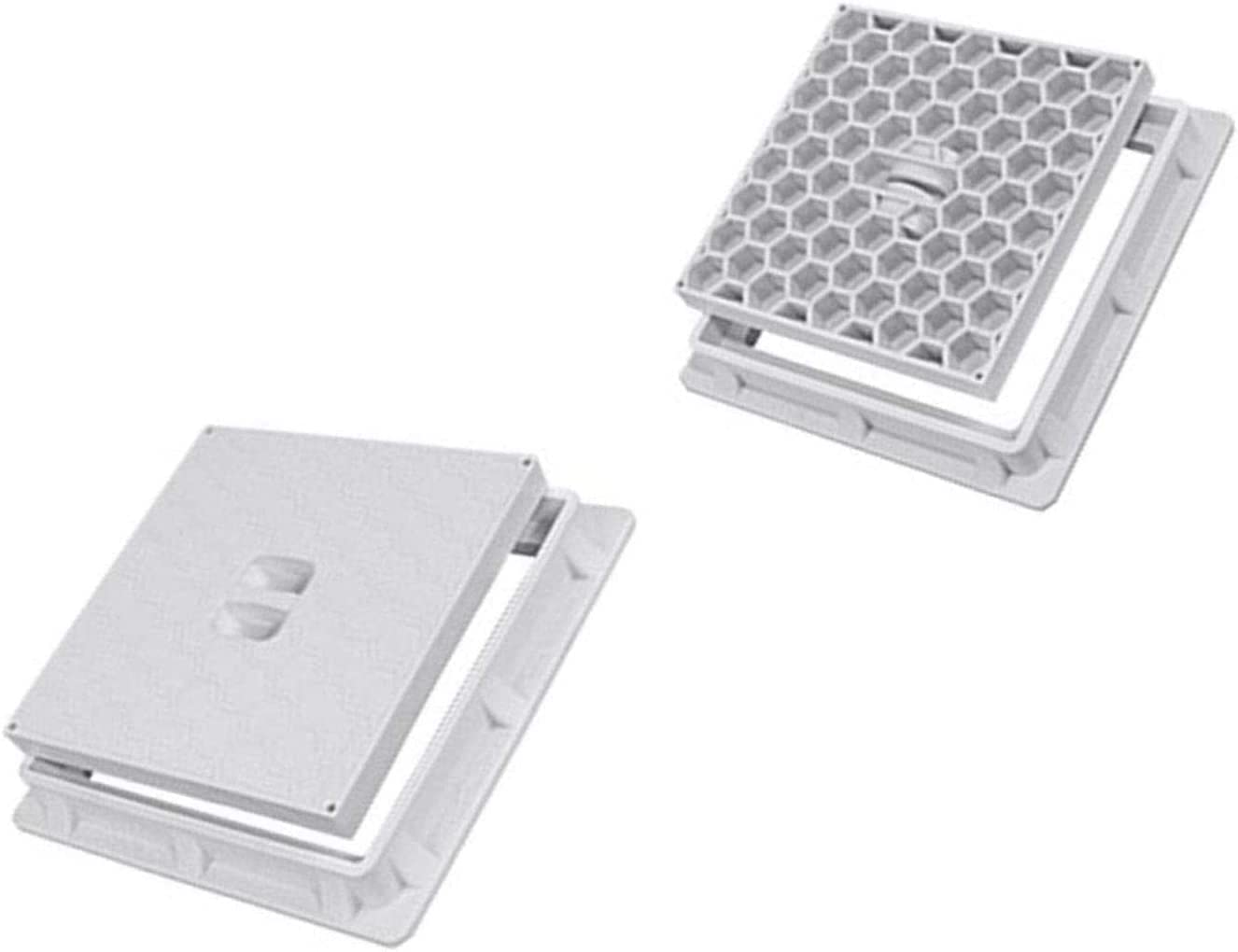 Uzman Couvercle de regard - Classe A15 - Trappe d'inspection accessible - 50 x 50 cm - Couvercle de canalisation - Pour jardin, sol, puits de drainage - Pour puits de jardin
