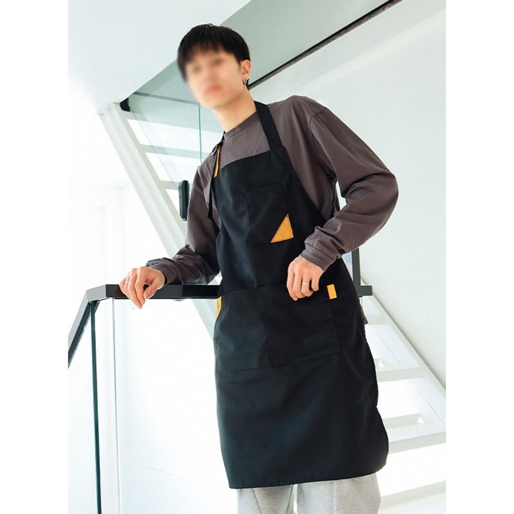 NEBE Delantal de camarero Delantal coreano Barista tienda de té de la leche cocina comedor lienzo estudio de arte barbería ropa de trabajo for hombres y mujeres Delantales Delantal