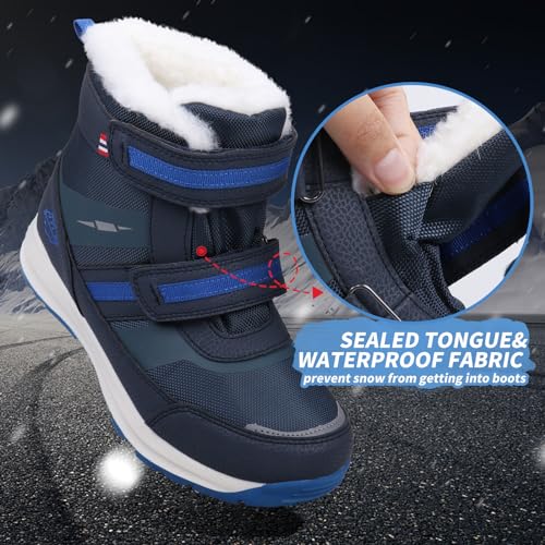 UOVO Boys Snow Boots Winter Waterproof Slip Resistant Fur Lined Outdoor Shoes(Little Kid/Big Kid)3