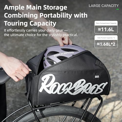ROCKBROS One-Piece Folding Bike Rear Rack Bag 12L/15L with Strap - image 4