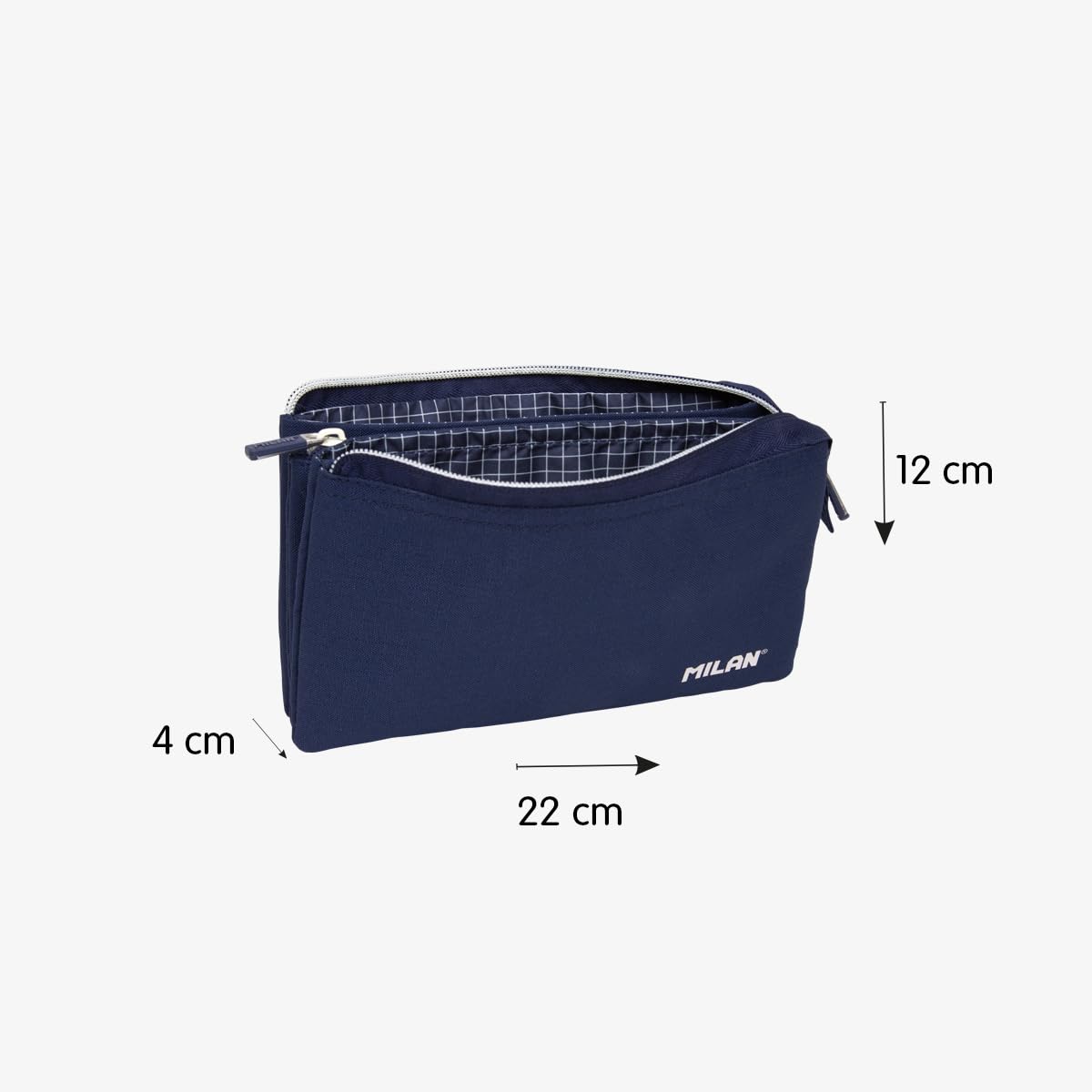 Milan 1918 School Bag Collection 3 Zippers and 5 Compartments Navy Blue 215 x 35 x 125 mm, 21.5 x 12 x 4 cm - Image 3