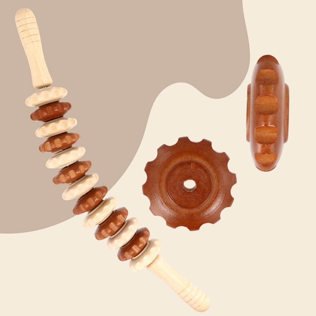 Drewniany wałek do masażu, ergonomiczny, wygięty pręt do masażu, z drewna, do rozluźniania napięcia mięśni, w przypadku zmęczenia, masażu rąk, karku, pleców, brzucha, ud i łydek