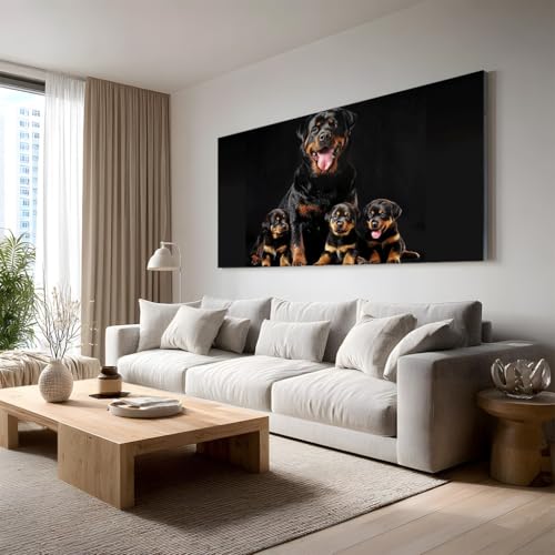 Generico Cane Rottweiler Quadri Sopra Divano Cucciolo Animale Quadro Moderno Soggiorno Grande Nero Marrone Ritratto Stampe Da Parete Su Tela Per Salotto E Ufficio, Decorazioni Murali 80x160 cm