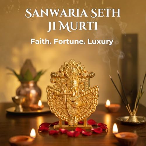 Image of VAMA Sanwariya Seth Murti Siddh in Ujjain - Grace & Prosperity Idol | Lord Krishna Idol | Shrinathji Murti | Decorative Pooja Item for Home, Mandir & Gifting | Shrinathji Idol (7.5 x 5.5 cm)