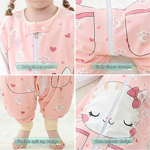 Image of MICHLEY Unisex Baby Wearable Blanket Autumn Winter Toddler Sleeveless Sleeping Bag with Feet,Cat,1-3T