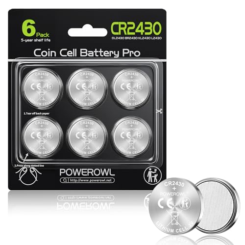 POWEROWL - 6 Pcs CR2430 3V Lithium Battery - Baby Secure Packaging