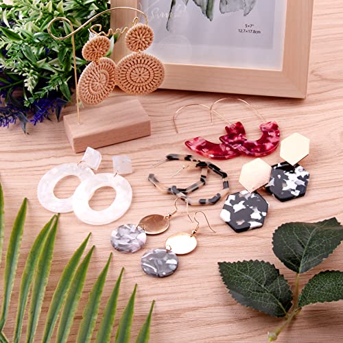 Duufin 24 Pairs Acrylic Earrings Rattan Earrings Mottled Acrylic Hoop Earrings Resin Drop Dangle Earring Polygonal Bohemian Fashion Satement Earrings For Women #TOP3