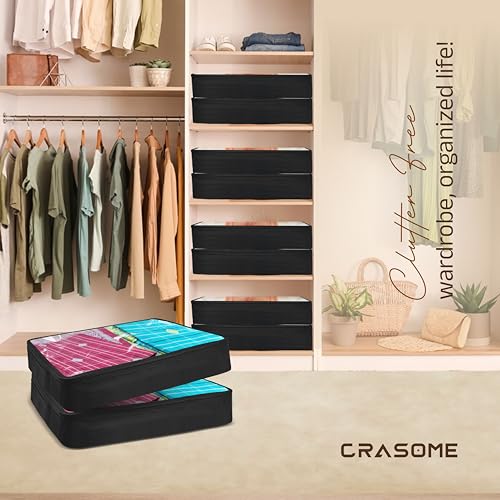 Image of Crasome Saree Bags /Covers for Storage Big Size With Zip Closure for Clothes Bags and Wardrobe Organizer With Transparent Window (Black TS - 4)