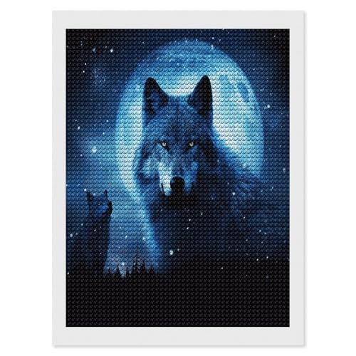 Kits de arte de diamantes de lobos y pintura de bricolaje para decoración de pared