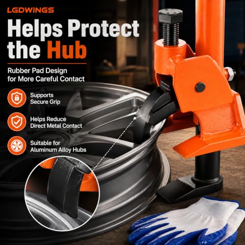 Image of Manual Tire Bead Breaker Tool, Professional Heavy Duty Hand Held Tire Changer with Rubber Pad Protector for ATV, Tractor, Lawn Mower, Truck & Car Tires (Orange)