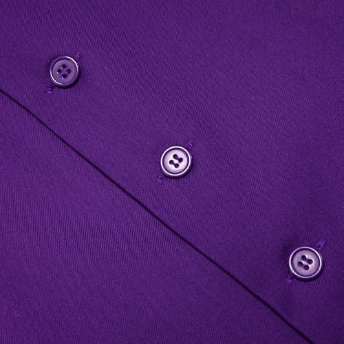 Image of Hi-Tie Men's Formal Suit Vest Solid Fit Vest for Men 3 Pockets V Neck Waistcoat Business Wedding Casual