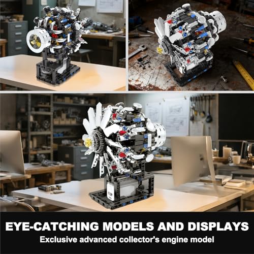 Image of Turbojet Engine Building Set, Aircraft Engine Model kit that Run, Build Your Own Mini Aircraft Model Engine Kit with Motor, STEM Mechanical Physical Science Educational Toys for Kids Adults (558 PCS)
