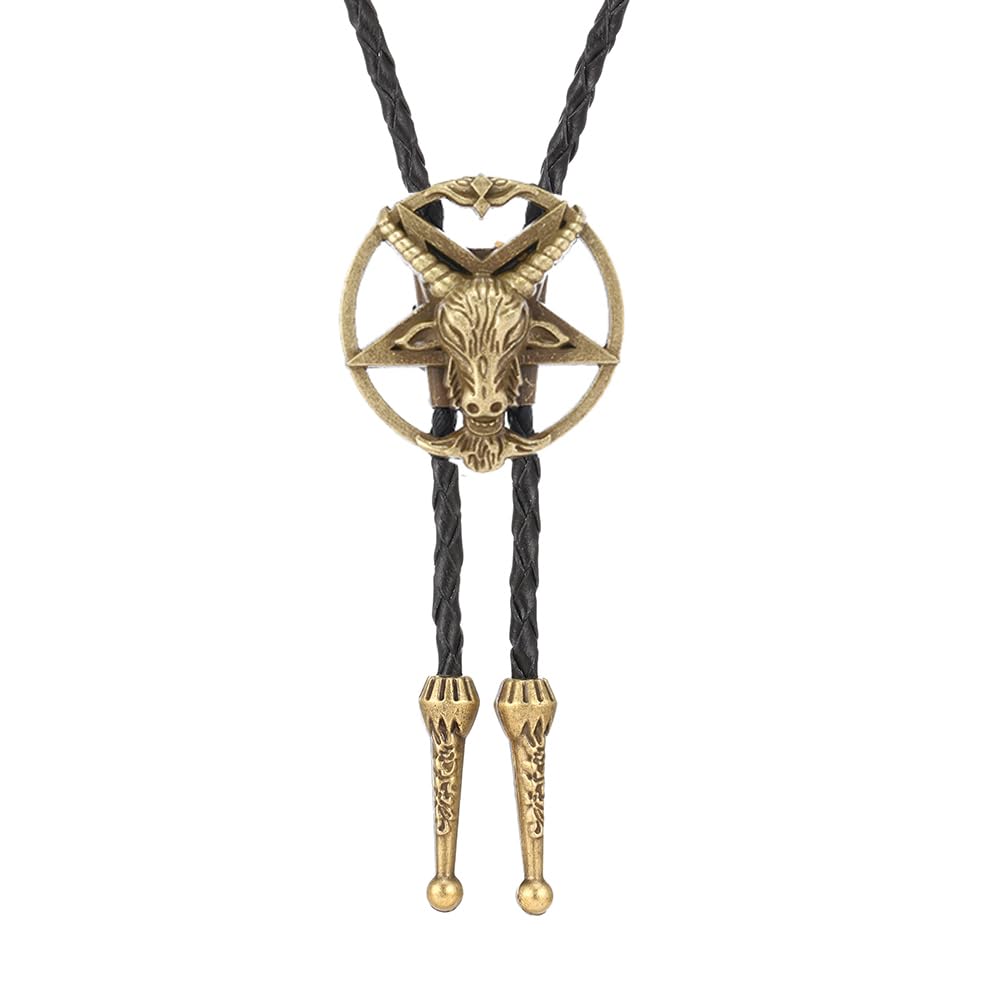 Joxevyia Bolo Tie for Men Vintage Cow Skull Leather Rope Western Cowboy Necktie Vintage Bola Tie Gift for Him