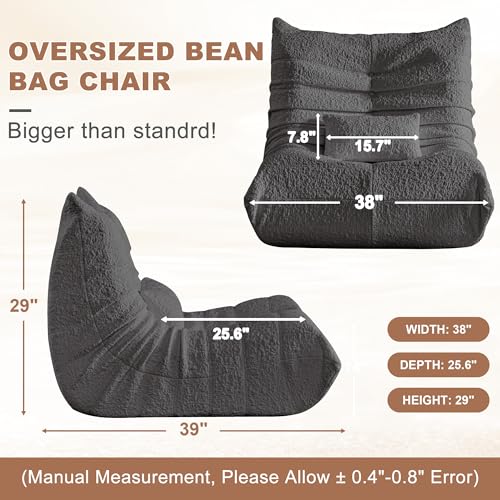 Save 5% on ZOOVEE Large Chenille Bean Bag Chair with Lumbar Pillow - Image 2