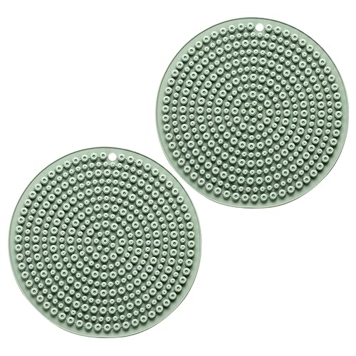 Gatuida 2 Piezas Silicona Aislante Térmica Antideslizante para Cocina Unidades Cojín Portátil para Olla y Taza Tapete Redondo Resistente al Agua Verde para Uso Doméstico
