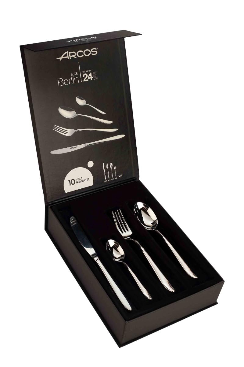 Arcos Ensemble de Couverts 24 Pièces pour 6 Personnes - Set de 6 Cuillères. 6 Couteaux. 6 Fourchettes et 6 Cuillères à Dessert -