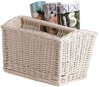 E-wicker24 Weidenkorb Zeitungsständer - Handgeflochtener Korb Mit Tragegriff In Beige