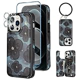 HianDier Wallet Case for iPhone 12 Pro MAX Case with Bracelet+ Screen Protector+ Camera Cover, with