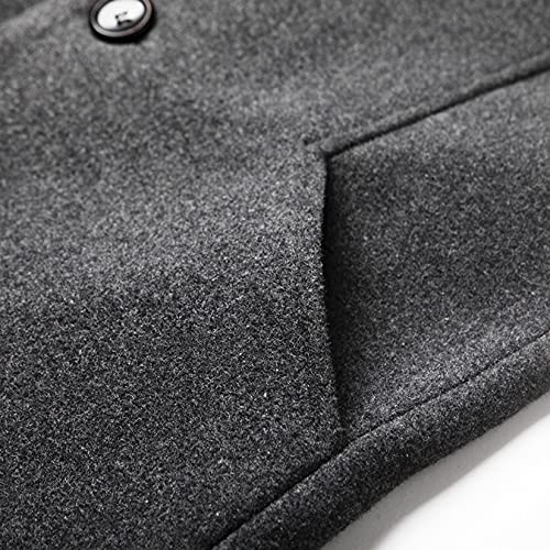 Image of Lu's Chic Men's Single Breasted Trench Coat Button Down Overcoat Warm Dress Pea Coats