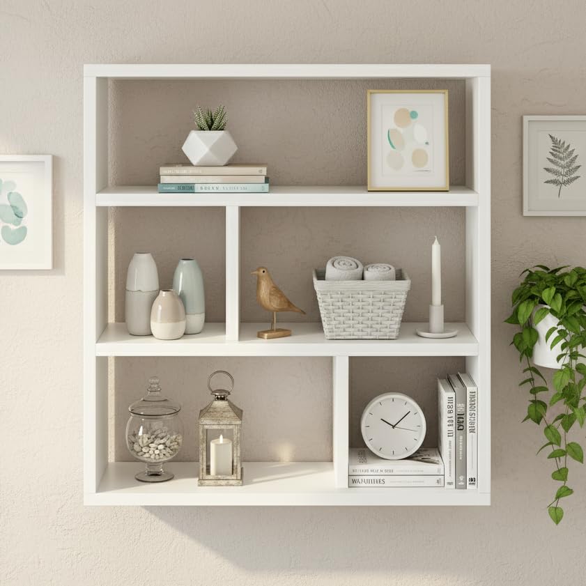 Image of FURNEASER Wall Shelves for Living Room, Hanging Decoration & Corner Display Shelf, Modern & Stylish Bookcase Bookshelf for Home Office Wall Decoration (EN2)