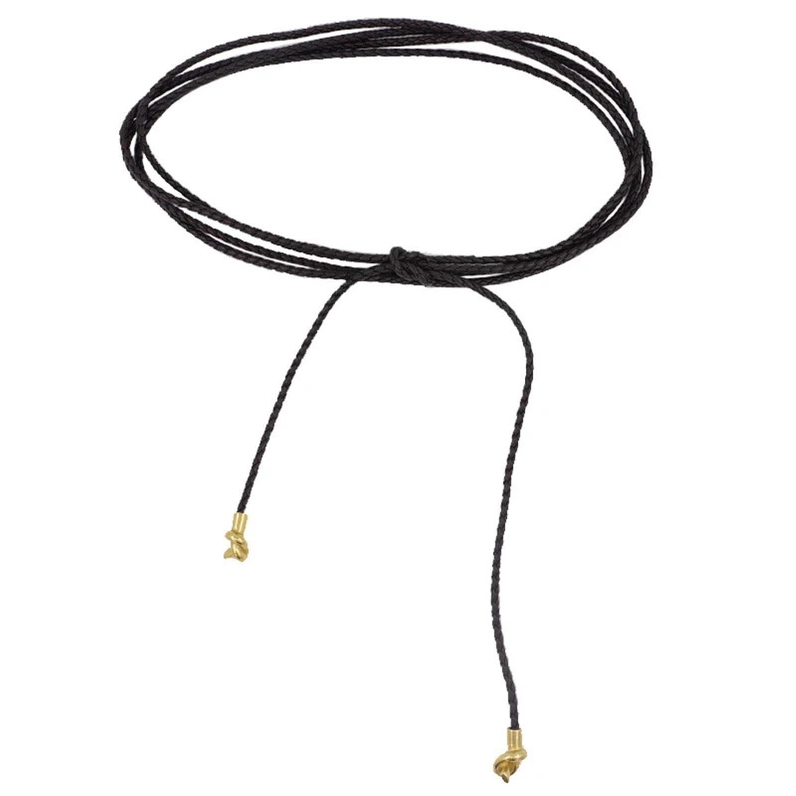 Cuerda tejida for cintura con colgante de nudo dorado
