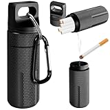 Athvcht 携帯灰皿 完全防水 防臭 小物いれ おしゃれ ピルケース カラビナ付き 耐湿防圧 CNC精密加工 密閉 アウトドア 野外 応急処置 キーホルダー カラビナ付き 薬入れ 頑丈 軽量 アルミ ピルケース 携帯型 防災グッズ (ブラック)