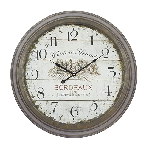 Deco 79 Metal Decorative Wall Clock Wall Clock for Home with Bordeaux, Wall Clock for Room 23 x 4 x 23, White
