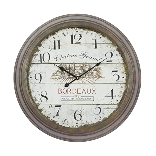 Deco 79 Metal Decorative Wall Clock Wall Clock for Home with Bordeaux, Wall Clock for Room 23" x 4" x 23", White