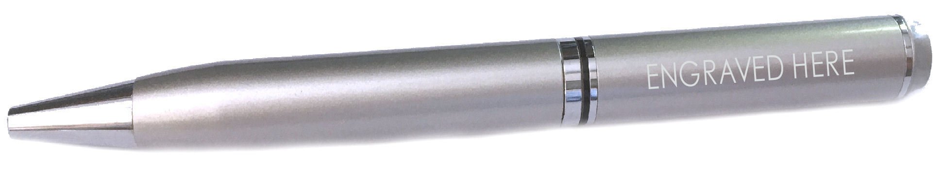 Bolígrafo de satén personalizable, plateado, cromado, con grabado de caballo