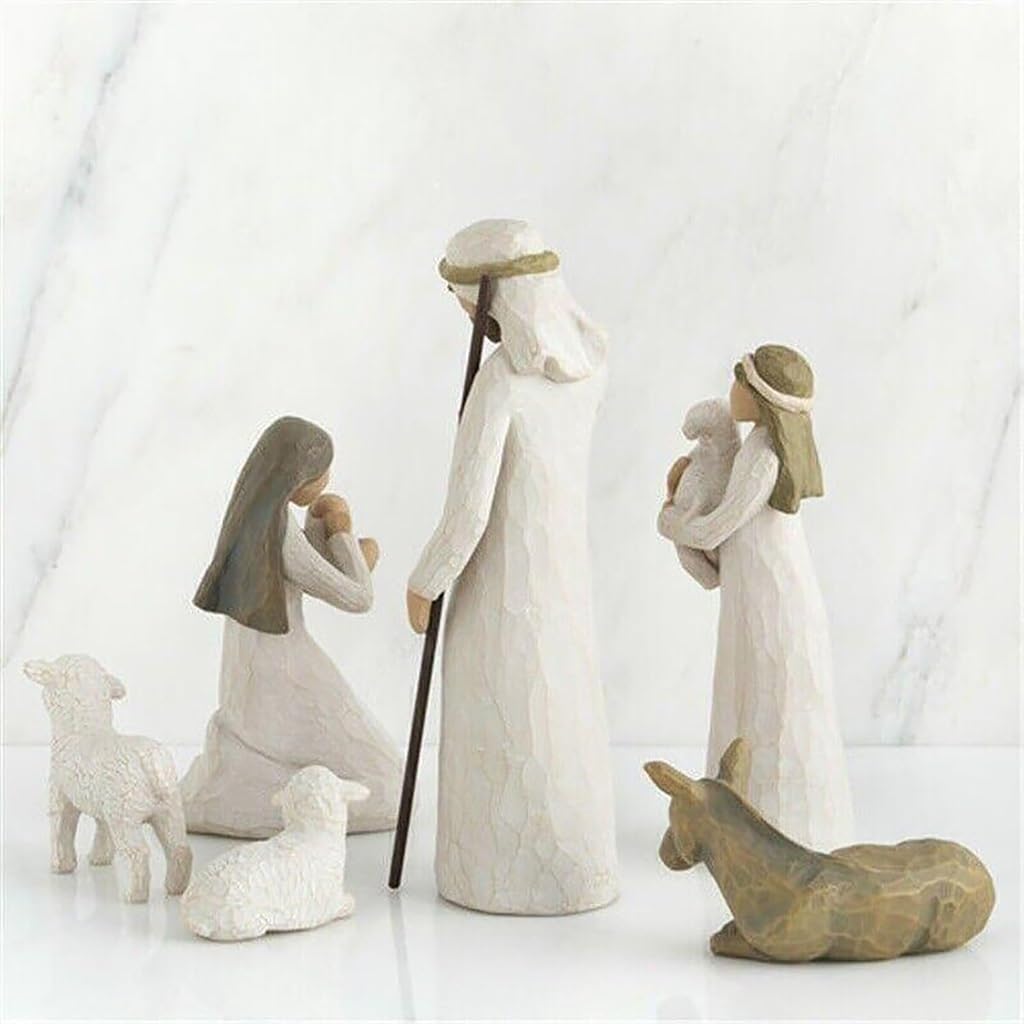 10-teiliges Krippenset Born Scene Willow-Tree Figur, Weihnachtskrippe Mit Figuren, Figuren Krippe Harz, Figuren Weihnachtskrippe