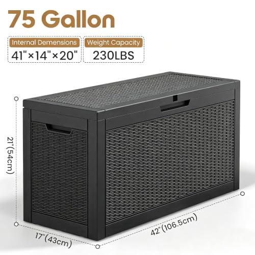 Image of Outdoor Storage Box Waterproof, 75 Gallon Deck Box for Patio Storage