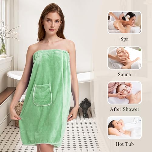 Image of PJGGZ Towel Wrap for Women, Three Adjust Clasps Closure Bath Wraps After Shower Spa Sauna Bathrobe(Available in Plus Size)