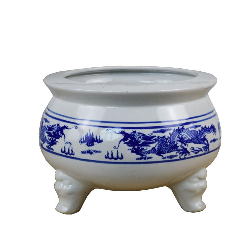 Amazon.com: Usoway 景德镇陶瓷青花龙纹三足香炉xianglu 宗教用品佛具 