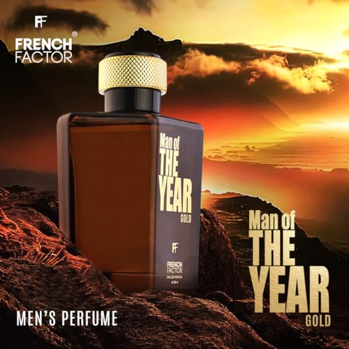 Image of French Factor Man Of The Year Gold Perfume For Man Long Lasting Eau De Parfum With Woody Notes Gift For Boys (Pack Of 1, 100ml)