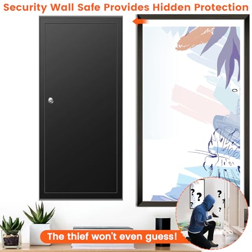 Image of 31.5 inch Tall Wall Safes Between the Studs with 2 Removable Shelf, Lockable Hidden Safe Box with 50 Hooks for Keys Jewellery, in Wall Safe for Money Medicines Valuables