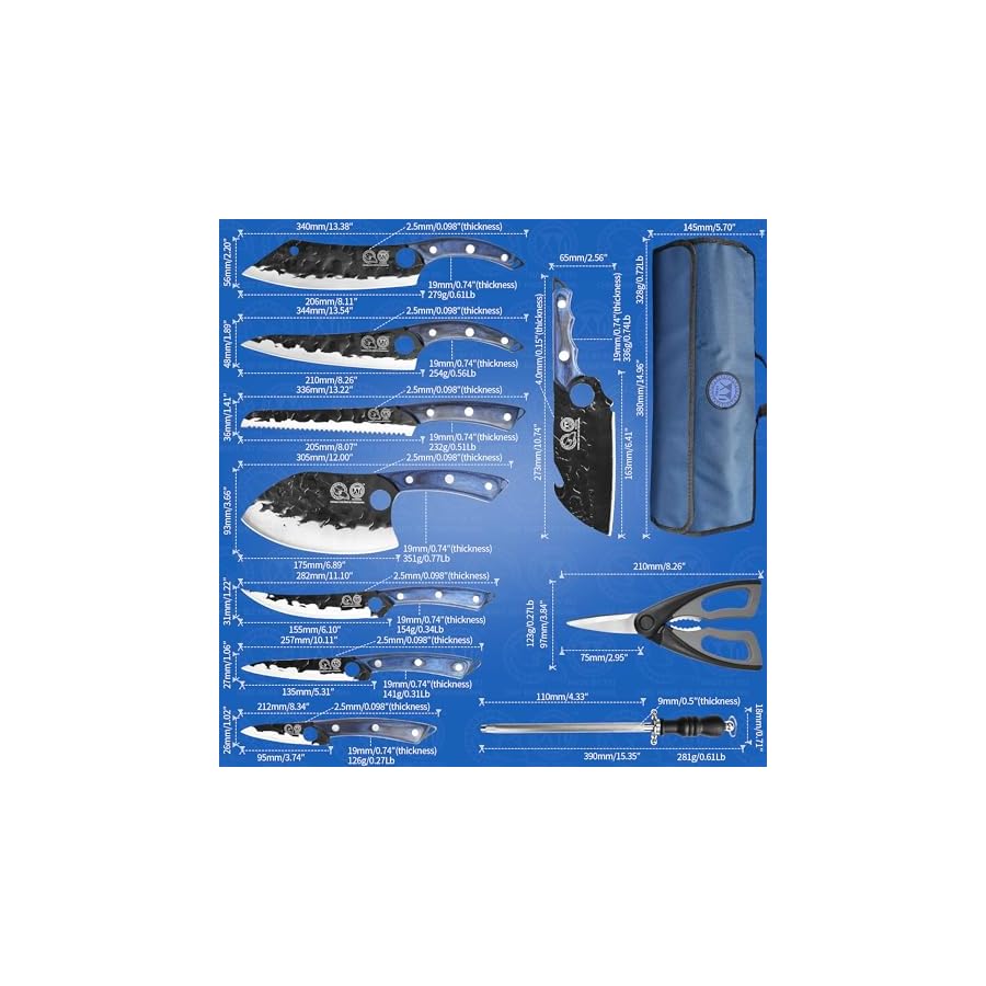 XYJ-Professional-Chef-Knife-Set-with-Bag-Japanese-Kitchen-Knives-Serbian-Meat-Cleaver-for-Camping-Outdoor XYJ Professional Chef Knife Set with Bag Japanese Kitchen Knives Serbian Meat Cleaver for Camping Outdoor