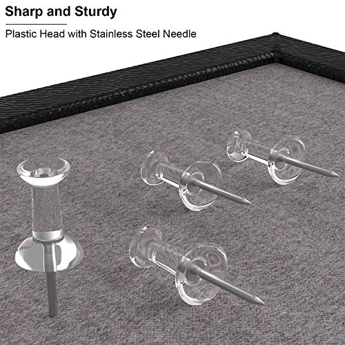 MROCO 700 Count Push Pins, Thumb Tacks Thumbtack Wall Tacks, Clear Thumb Tacks Steel Point and Clear Plastic Head, PushPins for Cork Board - Thumbnail 2