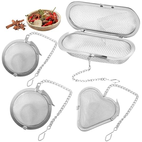 4 Stück Gewürzsiebe Zum Mitkochen Teeei Aus Edelstahl Für Losen Tee Praktisches Teesieb Mit Feinem Sieb Ideal Für Tee Und Gewürze