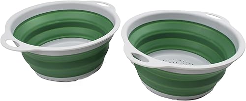 Miniatura 8 de SAMMART Colador plegable de 2.6 L (0.68 galones), colador plegable para platos, portátil, ahorra espacio, grisverde marino oscuro, 1