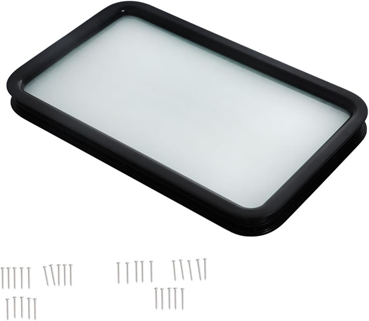 labwork 12inch W x 21inch H RV Entry Entrance Door Window with Black Window Frame- Obscure Tempered Glass DOT Certified