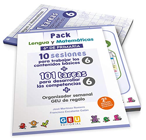 Pack Lengua y matemáticas 6º Primaria: 10 Sesiones Contenidos básicos y 101 Tareas para Desarrollo competencias | Editorial Geu (Niños de 11 a 12 años)