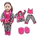 WensLTD Clearance! 5Pcs Lovely Pajamas Set Clothes Shoes for 18inch American Girl Our Generation Dolls (Hot Pink)