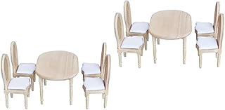 SEWACC 2 Conjuntos De Mesa E Cadeiras Para Casa De Bonecas Micro Conjunto De Móveis Para Casa De Boneca Mini Boneca Vintage Acessórios Para Casa De Boneca Móveis Para Casa De Boneca Em