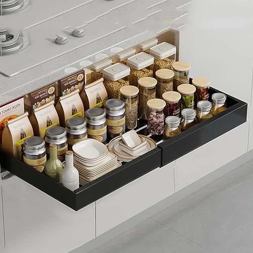 Impastatrice, organizer espandibile per mobiletto estraibile, cestello portaoggetti profondo estraibile per una migliore organizzazione di cucina, dispensa e bagno.