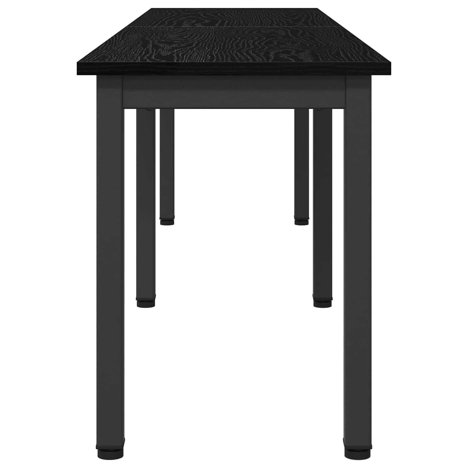 Ławka do siedzenia w kolorze czarnym o wyglądzie dębu, 160 x 35 x 45 cm, materiał drewnopochodny z metalowymi nogami, wytrzymała ławka drewniana do jadalni, korytarza, salonu, praktyczna