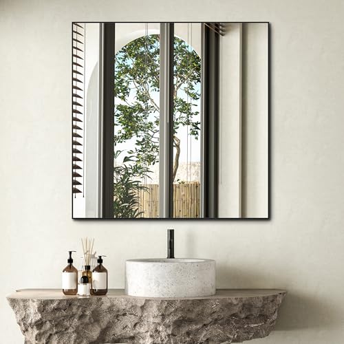 ANYHI ������ ���� �̐Q���̂��߂̒����`�̕ǃ~���[�A80 x 80 cm ���������ɂ���đg�ݗ��Ă���~���[�A�ǂɎ��t����ꂽ����/�c�̕ǂ̂��߂̌��㍕��������